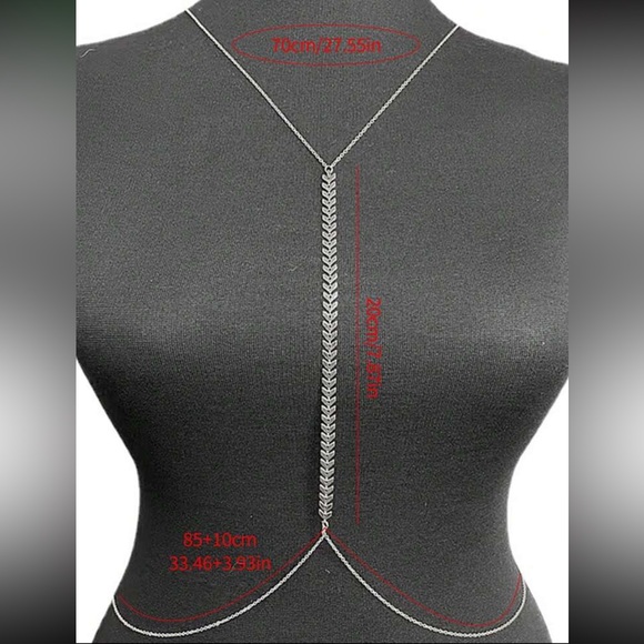 Luxe silver plated beautiful body chain necklace - Picture 2 of 5